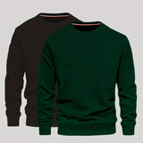 2Pcs Trendy  Solid Sweatshirt, Men's Casual Classic  Design Crew Neck Pullover Sweatshirt For Men Fall Winter