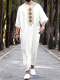 kkboxly  Ethnic Style Arab Muslim Robe Shirt Dress For Men - Long Sleeves, Loose Fit, Casual And Comfortable