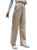 kkboxly  Minimalist Slant Pockets Wide Leg Pants, Casual Pants For Spring & Autumn, Women's Clothing