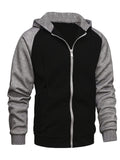 kkboxly  Men's Novelty Color Block Pullover Fleece Hoodie, Casual Hooded Sweatshirts Full Zip Jacket With Pocket