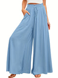 kkboxly  Drawstring Wide Leg Pants, Boho Pants For Spring & Summer, Women's Clothing