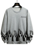 Fire Pattern Print, Men's Sweatshirt, Loose Trendy Pullover, Men's Clothing