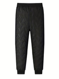 kkboxly  Warm Fleece Stretch Joggers, Men's Causal Zipper Pockets Waist Drawstring Sweatpants For Fall Winter