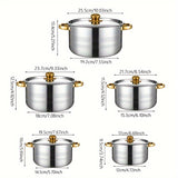 kkboxly 10-Piece Durable Stainless Steel Saucepan Set with Lids - Induction Compatible, Dual Handle Pots for Versatile Kitchen Cooking, 5 Sizes for Soup, Stew, Noodles and More