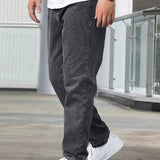 kkboxly  Loose Fit Straight Leg Jeans, Casual Street Style Denim Pants