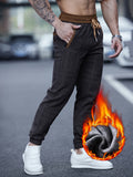 kkboxly  Men's Casual Warm Thick Tapered Pants, Chic Fleece Lined Retro Plaid Pants For Fall Winter