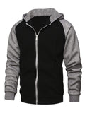 kkboxly  Men's Novelty Color Block Pullover Fleece Hoodie, Casual Hooded Sweatshirts Full Zip Jacket With Pocket