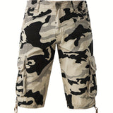 Men's Cotton Casual Multi Pocket Outdoor Camouflage Cargo Shorts No Belt