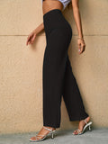 kkboxly  Solid High Waist Pants, Elegant Straight Leg Pants, Women's Clothing