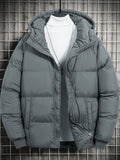 kkboxly  Men's Casual Warm Hooded Coat, Zip Up Puffer Coat Padded Jacket For Fall Winter