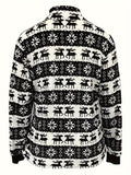 kkboxly Plus Size Men's Christmas Deer Print Sweatshirt Fleece Warm Tops For Fall Winter, Men's Clothing