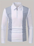 kkboxly  Polka Dot Print Men's Color Block Casual Long Sleeve Lapel Shirt, Spring Fall