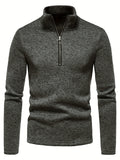 Men's Half Zipper Stand Collar Sweatshirt For Men Solid Sweatshirts For Spring Fall Long Sleeve Tops