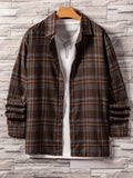 kkboxly  Men's Plaid Button Up Loose Trendy Comfy Long Sleeve Shirt For Summer Autumn, Mens Clothing