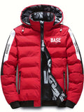 Men's Reversible Hooded Warm Thick Jacket, Casual Padded Printed Jacket Coat For Fall Winter