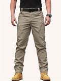 kkboxly  Multi Pocket Men's Tactical Pants, Loose Casual Outdoor Military Pants, Mens Cargo Pants For Hiking