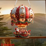 1pc Boho Style Santa Claus in Hot Air Balloon Acrylic Hanging Ornament - Multipurpose Christmas Decoration for Home, Office, and Garden - Santa Theme Festive Decor