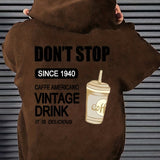 kkboxly  Coffee Drink Pattern Zip Up Hoodie, Men's Casual Stretch Hooded Sweatshirt Sportswear