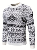 kkboxly  Various Pattern Men's Casual Comfy Round Neck Long Sleeve Sweater For Fall Winter, Festival Gift