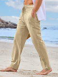 kkboxly Men's Casual Loose Fit Trousers, Chic Solid Color Drawstring Sports Pants