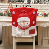 Set of Christmas Chair Covers, Santa, Snowman, Reindeer Designs, Non-Woven Fabric, Foldable, Stain-Resistant, Removable, with Ideal for Festive Party Decor, for Office, Dining, Reading