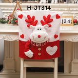 Set of Christmas Chair Covers, Santa, Snowman, Reindeer Designs, Non-Woven Fabric, Foldable, Stain-Resistant, Removable, with Ideal for Festive Party Decor, for Office, Dining, Reading