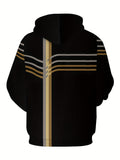 kkboxly  Plus Size Men's Striped Hooded Jacket Oversized Hoodie With Zipper For Autumn/winter, Men's Clothing