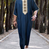 kkboxly  Ethnic Style Arab Muslim Robe Shirt Dress For Men - Long Sleeves, Loose Fit, Casual And Comfortable