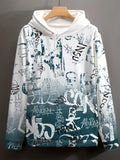 Plus Size Men's Graffiti Pattern Print Hoodies Spring Fall Winter Hooded Sweatshirt For Big & Tall Males, Men's Clothing