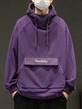 kkboxly  Men's Trendy Solid Fleece Hoodie, Casual Warm Loose Hooded Sweatshirt For Outdoor