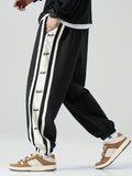 kkboxly  Men's Fashion Striped Sweatpants, Casual Slightly Stretch Breathable Loose Joggers For Outdoor