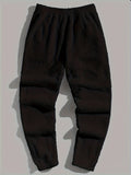 kkboxly Warm Fleece Joggers, Men's Casual Pants Sweatpants With Pockets For Fall Winter