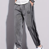 kkboxly Patched Men's Casual Color Block Drawstring Cropped Pants With Pockets For Spring Summer Fall Outdoor