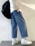 kkboxly  Men's Casual Street Style Wide Leg Denim Pants For Spring Summer