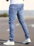 kkboxly Cotton Blend Men's Solid Skinny Stretch Denim Jeans, All Seasons Outdoor, Street Style