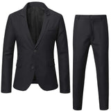 Formal 2 Pieces Set, Men's Two Button Jacket & Slanted Lapel Vest & Pants Suit Set For Business Dinner Wedding Party