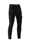 Men's Flap Pocket Cargo Jeans, Casual Street Style Denim Pants