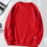 kkboxly  Trendy Sweatshirt, Men's Casual Solid Basic Crew Neck Pullover Sweatshirt For Men Fall Winter