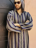 kkboxly  Men's Moroccan Djellaba, Casual Long Sleeve Hooded Top For Spring Autumn