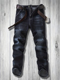 Slim Fit Distressed Jeans, Men's Casual Slightly Stretch Chic Denim Pants For Spring Summer