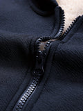 kkboxly  Plus Size Men's Casual Zip Up Fleece Hoodies, Long Sleeve Hooded Sweatshirt Jacket Coats