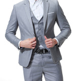 kkboxly  Formal 3 Pieces Set, Men's Two Button Jacket & Slanted Lapel Vest & Pants Suit Set For Business Dinner Wedding Party