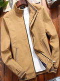 kkboxly  Classic Design Windbreaker Jacket, Men's Casual Zip Up Jacket Coat For Spring Fall