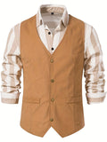 kkboxly  Men's Casual Western Cowboy Vest Jacket Slim Fit V Neck Sleeveless Waistcoat Vest Men Medieval Party Vests