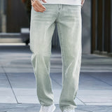 kkboxly  Loose Fit Straight Leg Jeans, Casual Street Style Denim Pants