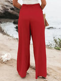 kkboxly  Shirred Waist Wide Leg Pants, Casual Solid Slant Pockets Pants For Summer & Spring, Women's Clothing