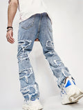 kkboxly  Chic Wide Leg Pants, Men's Casual Street Style Raw Trim Loose Fit Jeans