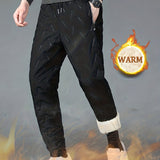 kkboxly  Men's Thermal Fleece Pants, Casual Warm Joggers For Fall Winter Outdoor