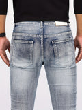 kkboxly  Men's Casual Skinny Biker Jeans, Chic Street Style Stretch Denim Pants