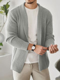 kkboxly  Elegant Slightly Stretch Sweater Cardigan, Men's Casual Vintage Style V Neck Cardigan For Fall Winter